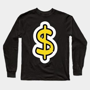 Dollar Sign // Line Art Sticker Long Sleeve T-Shirt